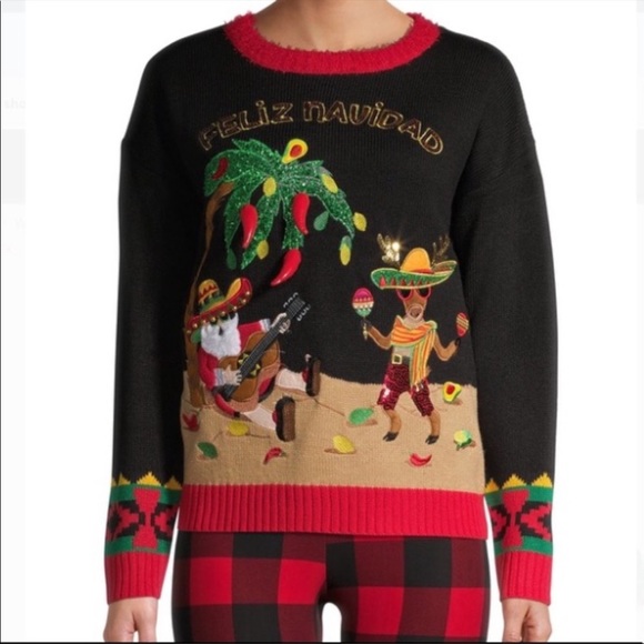 Holiday Time Sweaters - Ugly Christmas mexican tematic holiday sweater.